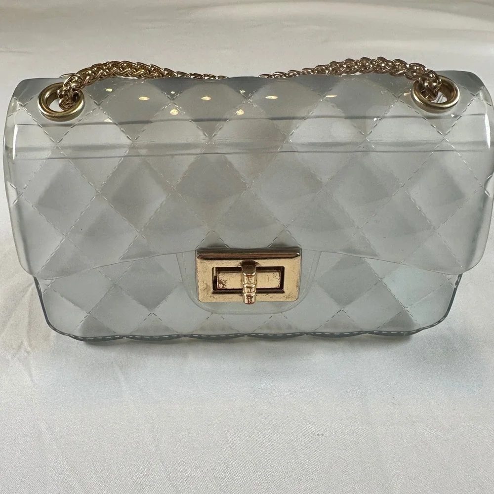 Clear Quilted Jelly Crossbody Mini Bag Shoulder Purse 6.25